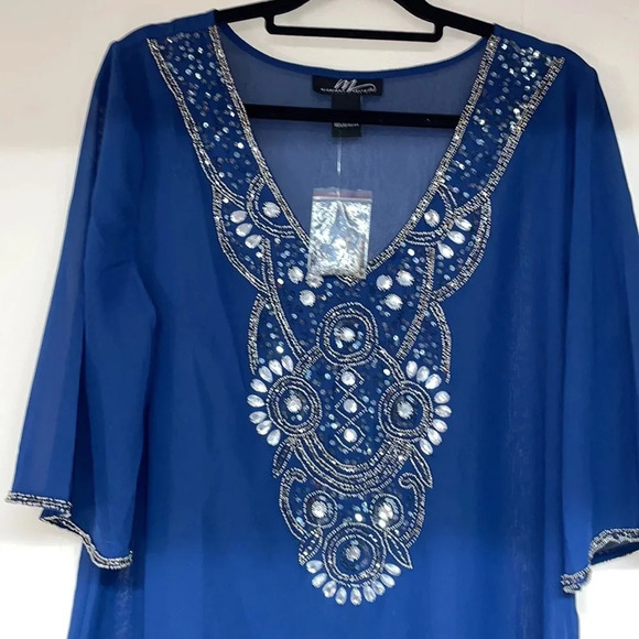 Midnight Velvet Sequins-Rhinestone Tunic Sz L - Picture 2 of 7